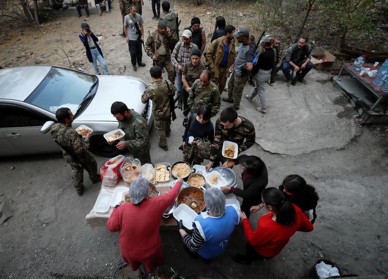 FILE PHOTO: Armenian military volunteers undergo training in Yerevan