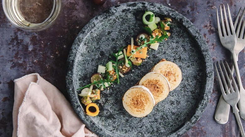 dish served on granite