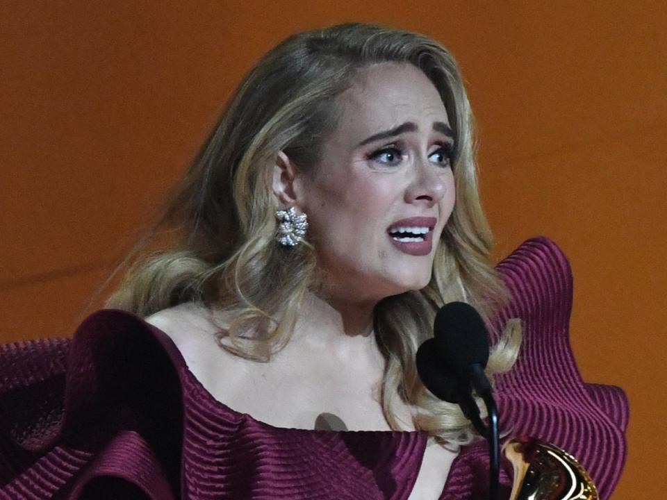 Adele accepts the award for Best Pop Solo Performance for for 