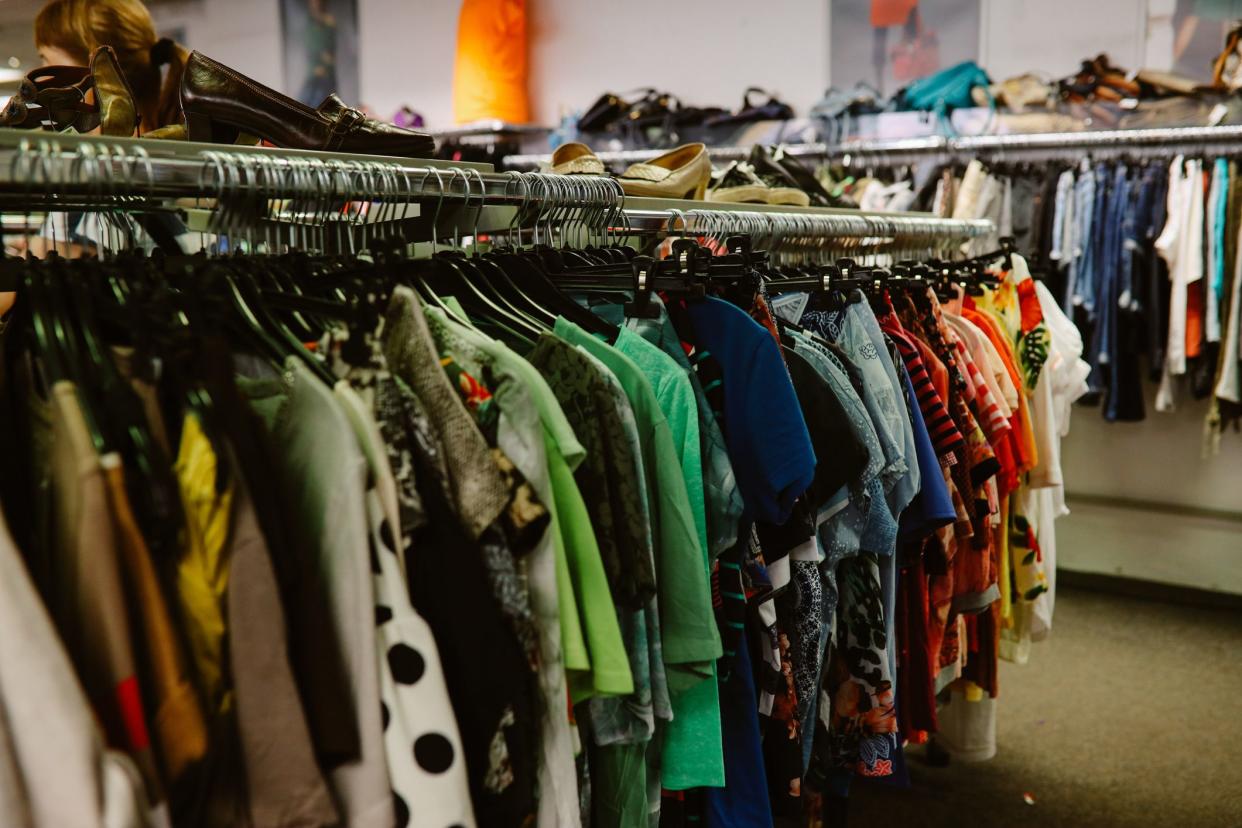 clothing close up in a vintage second hand shop