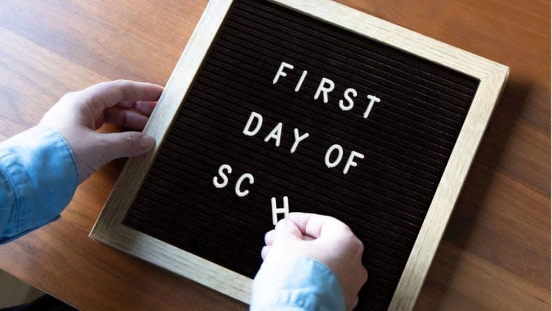 This throwback letter board-style sign makes for nostalgic photos.