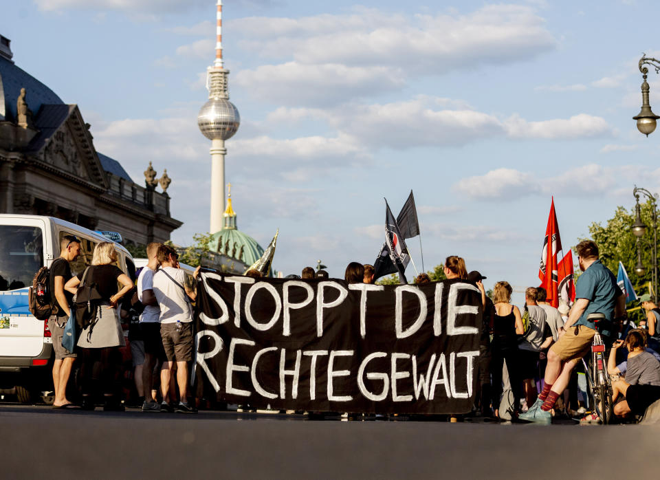 People at a protest against far-right violence in Berlin in June. (Photo: ASSOCIATED PRESS)