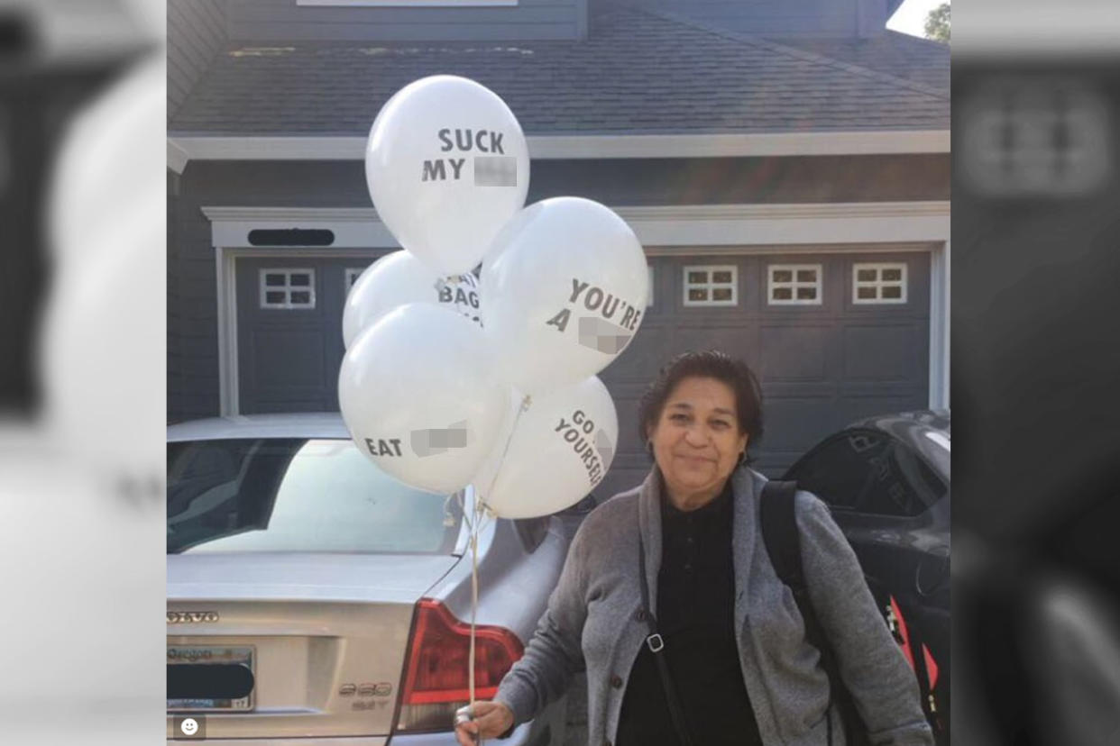 This woman’s grandmother showed up to her party with quite a shocking bouquet of “birthday” balloons. (Photo: Twitter/Arihrih)