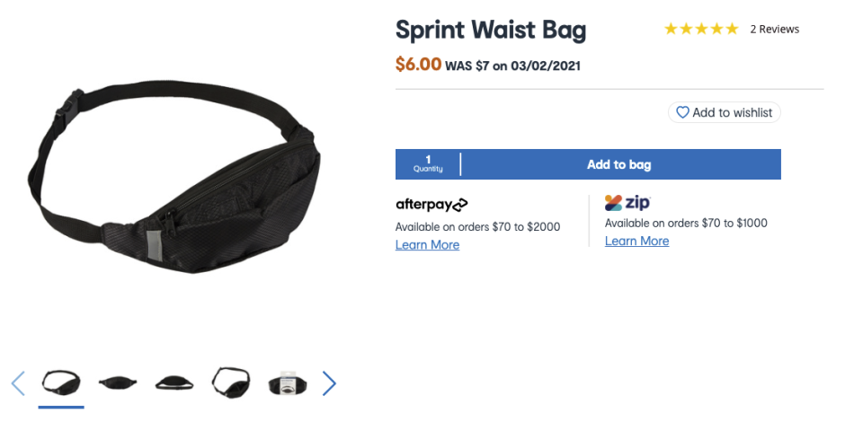 Kmart's Sprint Waist Bag price drop