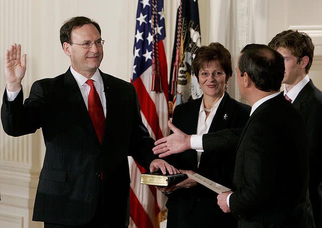 Mark Wilson/Getty Images News/Getty Images Samuel Alito is sworn in as a Supreme Court justice by President George W. Bush in 2006