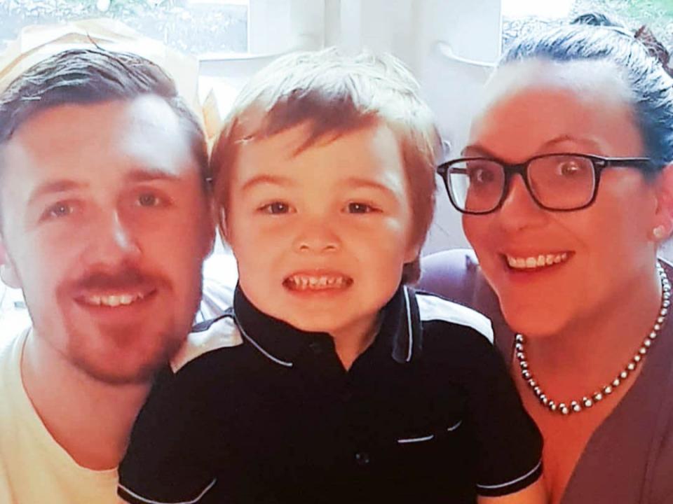 Jade Smith, from southwest London, with husband Craig Knights and their five-year-old son Tommy, who has an undiagnosed blood condition (Jade Smith)