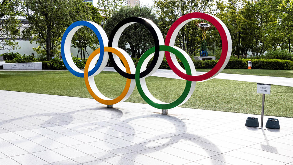 The Olympic rings in Tokyo.