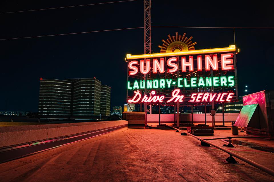 The restored Sunshine Laundry sign at Stonecloud Brewery at 1012 NW 1 is pictured Thursday, Sept. 22, 2022, in Oklahoma City.