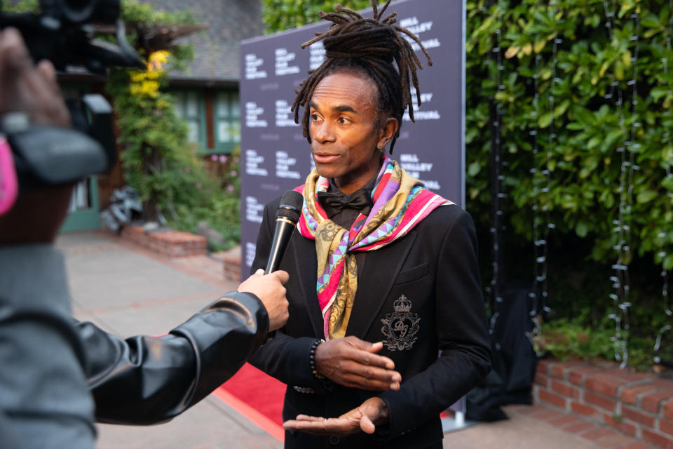 Fabrice Morvan gives an interview at the premiere of 