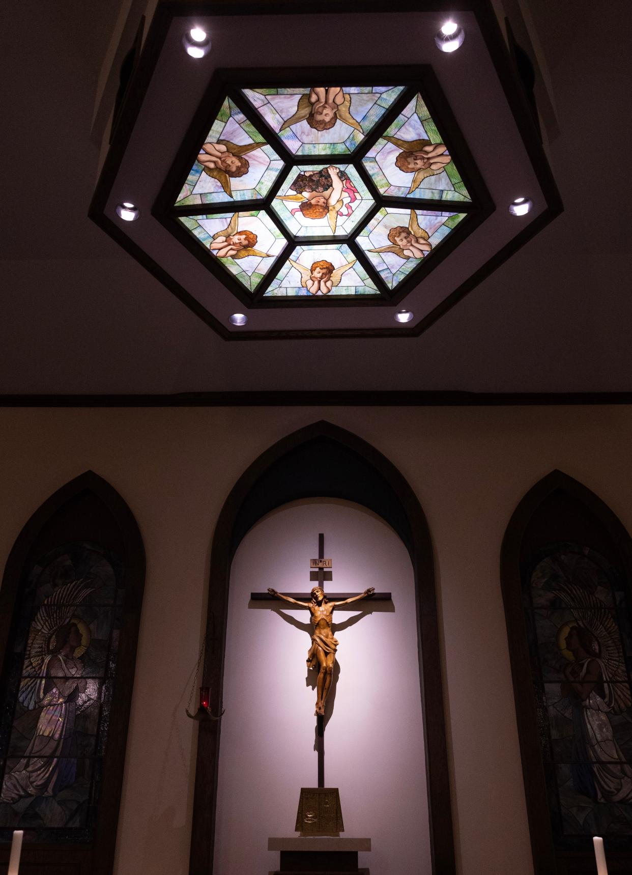 A crucifix is seen at St. Barbara Catholic Church in Massillon.