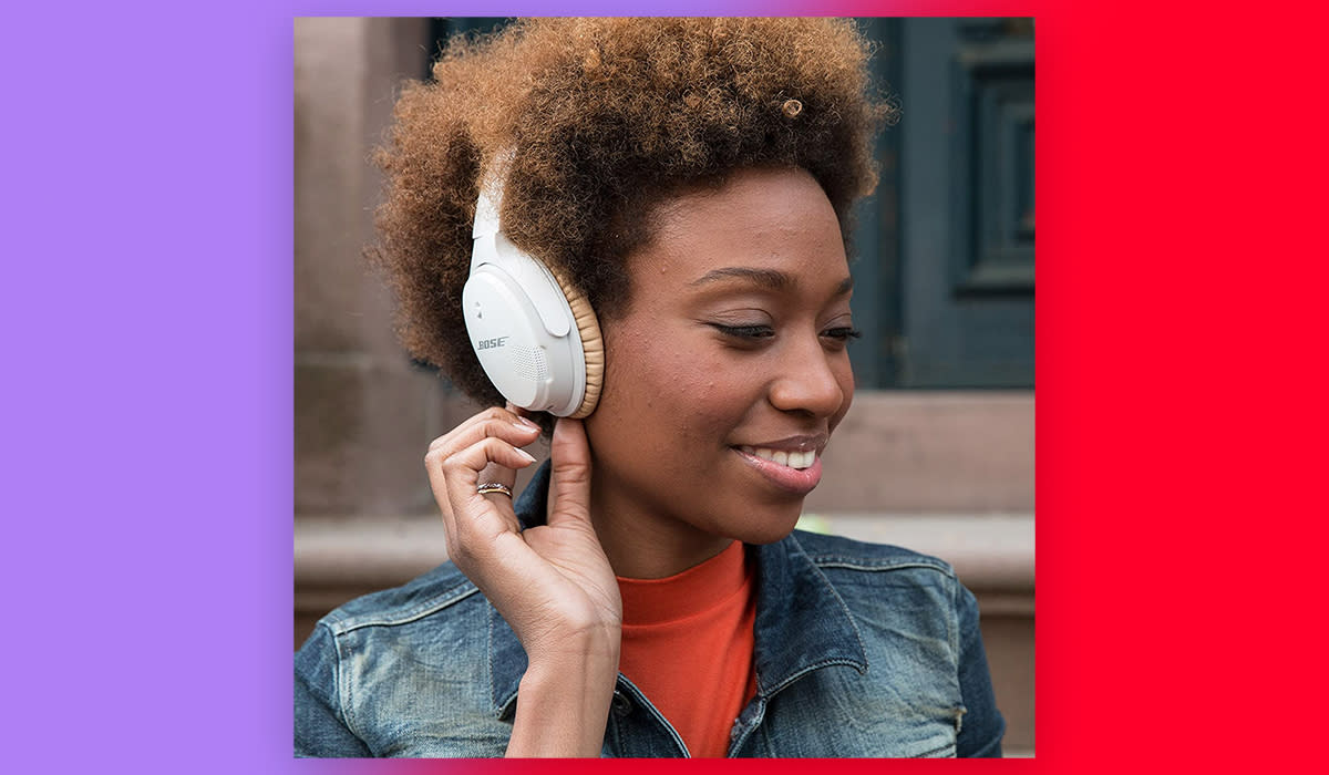 woman wearing Bose headphones