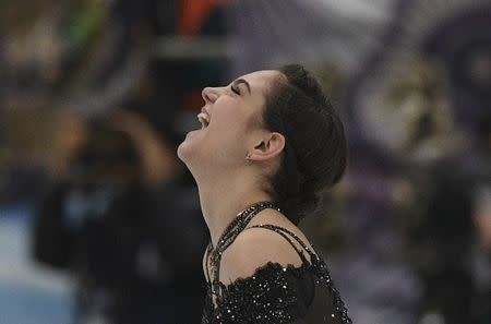 Figure Skating - ISU Grand Prix Rostelecom Cup 2017 - Ladies’ Free Skating - Moscow, Russia - October 21, 2017 - Evgenia Medvedeva of Russia reacts after the performance. REUTERS/Alexander Fedorov