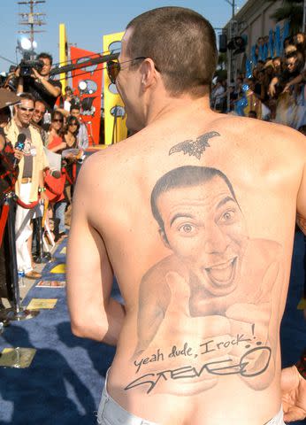 <p>WireImage</p> Steve-O's Steve-O back tattoo