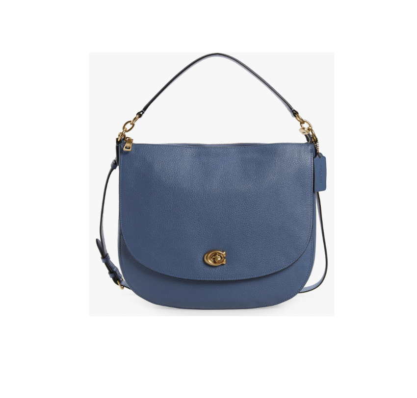 7) COACH Polished Pebble Leather Shoulder Bag