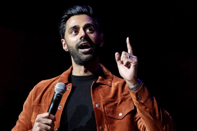 Hasan Minhaj performs at Stand Up For Heroes Benefit on November 07, 2022 in New York City.  - Credit: Jamie McCarthy/Getty Images/Bob Woodruff Foundation