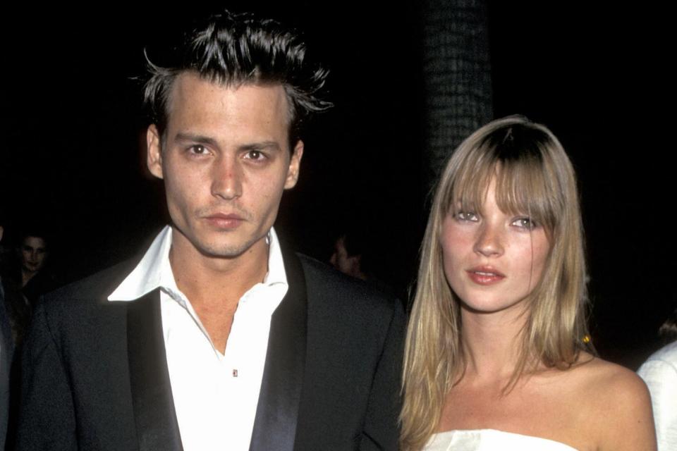Johnny Depp and Kate Moss during "Don Juan De Marco" Beverly Hills Premiere at The Academy in Beverly Hills, California, United States.