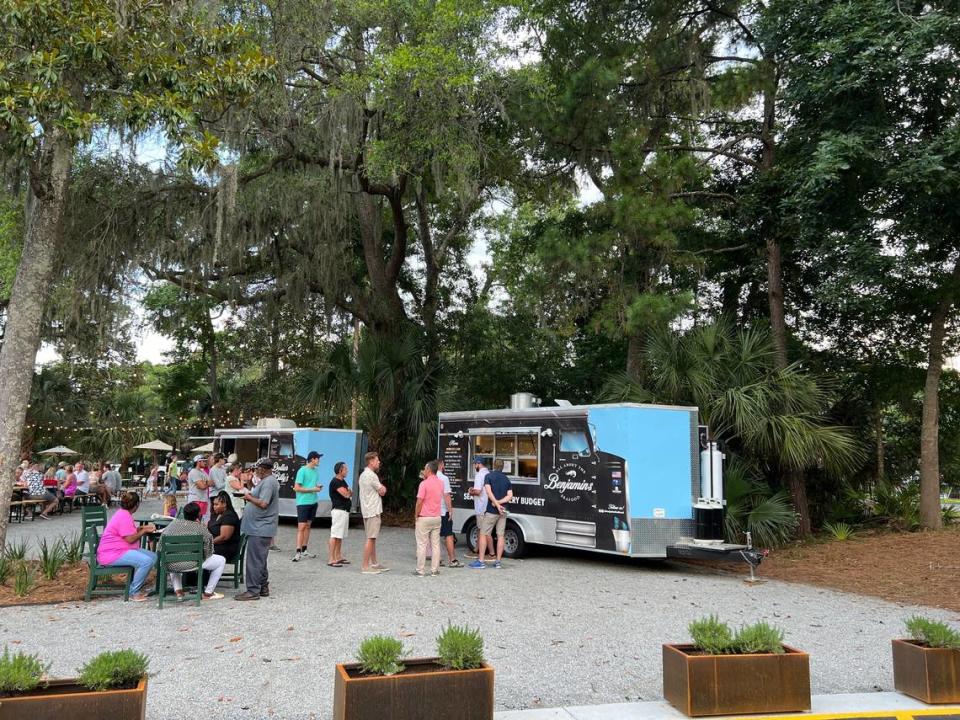 Food trucks serve customers outside The Bank on Hilton Head Island on Thursday, June 7, 2023.