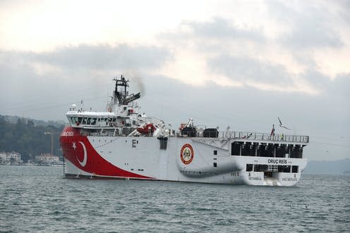 <span class="caption">Turkey's Oruç Reis vessel has been carrying out seismic work in contested waters. </span> <span class="attribution"><span class="source">EPA</span></span>