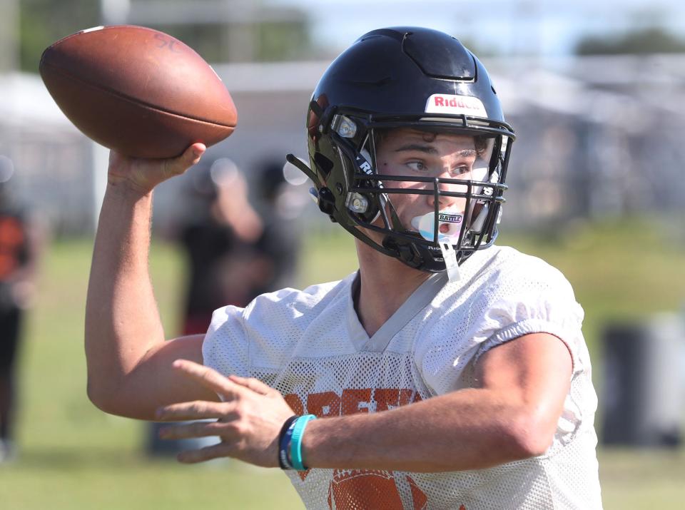 Spruce Creek QB Luke Smith, Tuesday May 2, 2023 during spring practice.