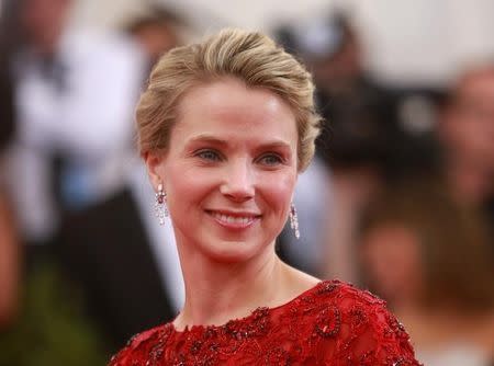 Marissa Ann Mayer, president and CEO of Yahoo!, arrives for the Metropolitan Museum of Art Costume Institute Gala 2015 celebrating the opening of "China: Through the Looking Glass," in Manhattan, New York May 4, 2015. REUTERS/Andrew Kelly