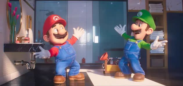 This image released by Nintendo and Universal Studios shows Mario, voiced by Chris Pratt, left, and Luigi, voiced by Charlie Day in Nintendo's 