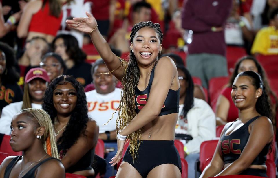 Kyla-Drew Simmons performs with the Cardinal Divas during the USC-Arizona State game Oct. 1 at the Coliseum.