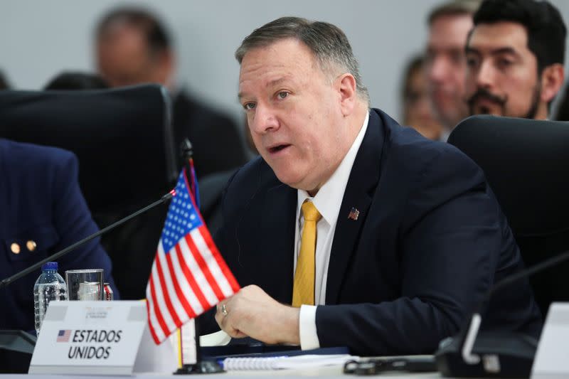 U.S. Secretary of State Pompeo attends an anti-terrorism meeting in Colombia