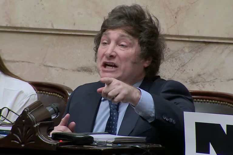 Javier Milei en el debate del presupuesto 2023 en la Cámara de Diputados