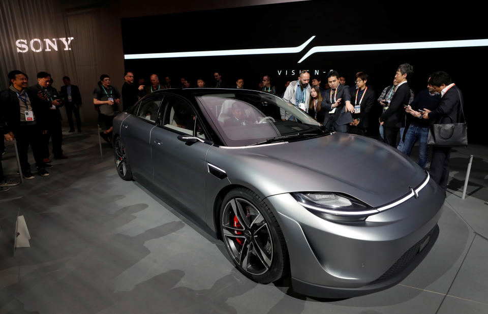 The Sony Vision-S prototype electric vehicle, designed to showcase Sony's advanced electronics technologies, is displayed during the 2020 CES in Las Vegas, Nevada, U.S. January 8, 2020. REUTERS/Steve Marcus