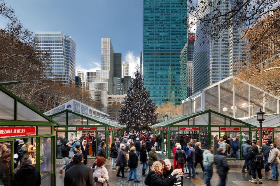 <p>Looking to get some holiday shopping done, all while sipping on a cup of hot apple cider? Spend your day at the open-air holiday market at the <a href="https://bryantpark.org/amenities/bank-of-america-winter-village-at-bryant-park" rel="nofollow noopener" target="_blank" data-ylk="slk:Bank of America Winter Village at Bryant Park;elm:context_link;itc:0;sec:content-canvas" class="link ">Bank of America Winter Village at Bryant Park</a> (open 11 a.m. to 8 p.m.), where you'll definitely feel the holiday spirit while shopping for artisanal gifts and indulging in tasty, festive bites. </p><p><strong>RELATED: </strong> <a href="https://www.goodhousekeeping.com/holidays/gift-ideas/g29417662/unique-christmas-gifts/" rel="nofollow noopener" target="_blank" data-ylk="slk:30 Unique Christmas Gifts to Pleasantly Surprise Your Family and Friends This Holiday;elm:context_link;itc:0;sec:content-canvas" class="link ">30 Unique Christmas Gifts to Pleasantly Surprise Your Family and Friends This Holiday</a></p>