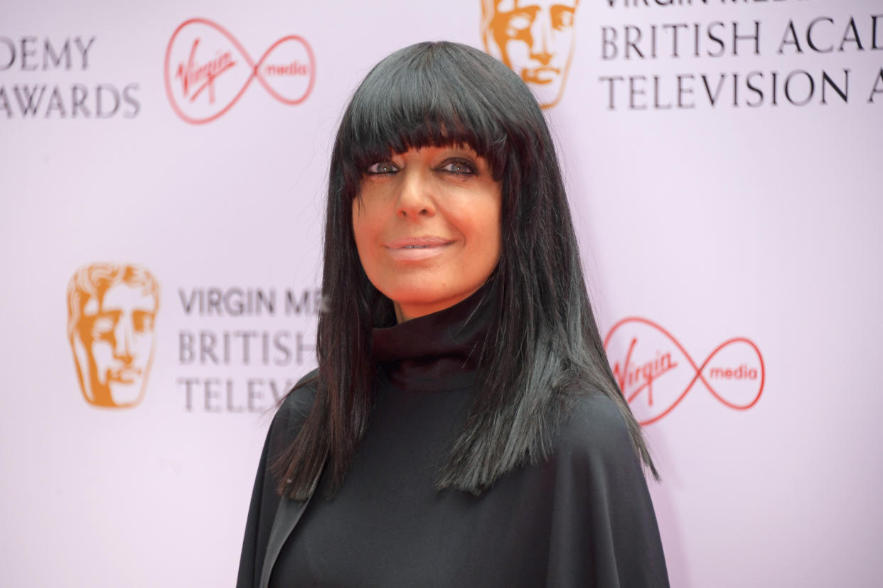 Claudia Winkleman - shown here at the 2021 BAFTAs - completed her chic Strictly look with £12 leggings. (Getty)