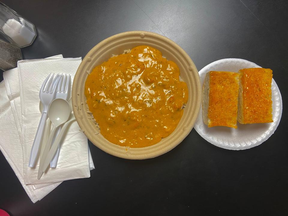 Chili-cheese étouffée with crawfish at Dats on Sunday, Aug. 13, in Bloomington. Customers can order Cajun and Creole eats at the counter for dine-in or takeout.