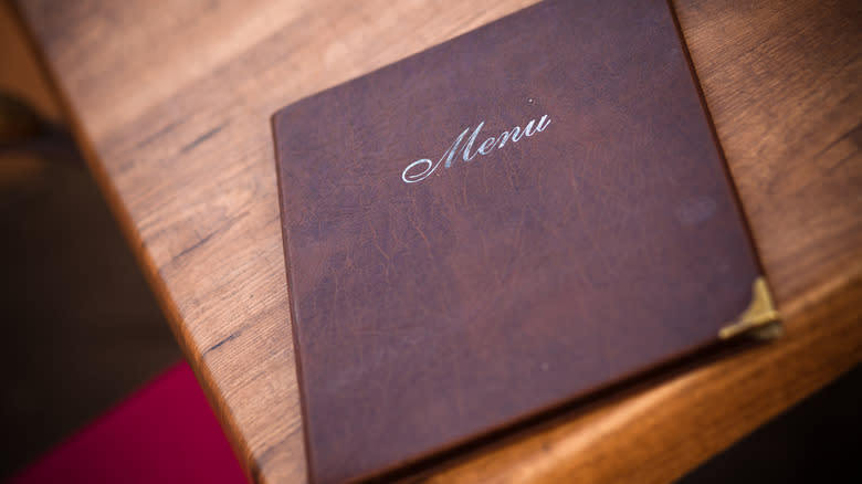 Leather restaurant menu