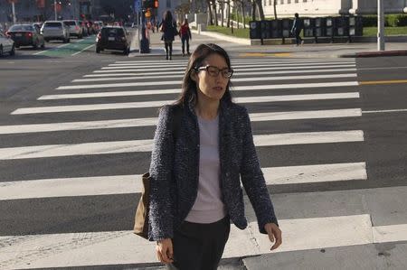 Ellen Pao walks to San Francisco Superior Court in San Francisco, California March 3, 2015. REUTERS/Robert Galbraith