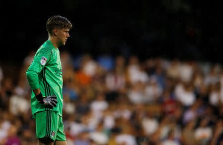 Football Soccer Britain - Fulham v Middlesbrough - EFL Cup Second Round - Craven Cottage - 24/8/16 Fulham's Jesse Joronen looks dejected after Middlesbrough's David Nugent scores their first goal Action Images via Reuters / Andrew Couldridge