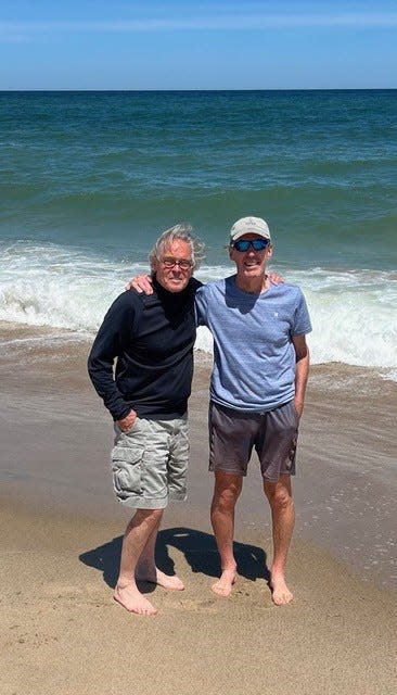 Writer Greg O’Brien, left, and friend Paul Berry take "the ride of a lifetime" recently at Coast Guard Beach in Eastham.