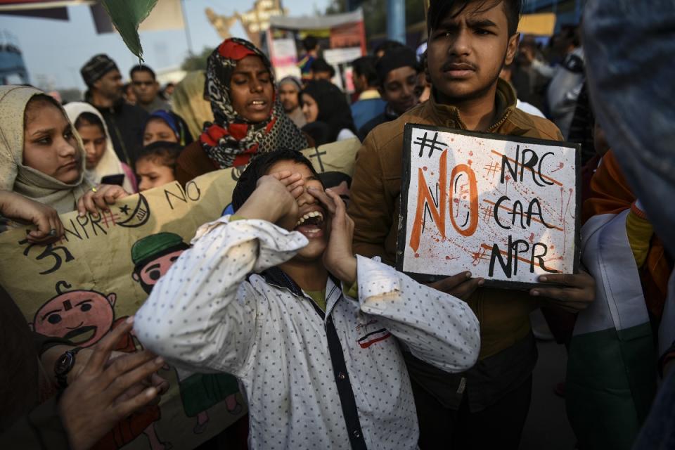 A scene from the local residents' protest against the Citizenship Amendment Act (CAA) and National Register of Citizens (NRC) in Shaheen Bagh area in New Delhi, India, January 19, 2020. (Photo by Indraneel Chowdhury/Getty Images)