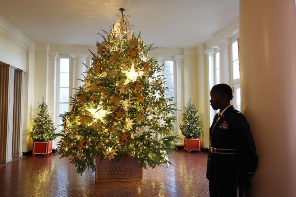 The Gold Star Tree part of the White House Christmas decorations in 2023