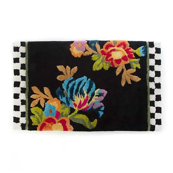 9) Flower Market Standard Bath Rug – Black