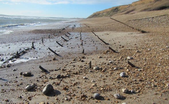 WW2 anti-invasion spikes found on Hampshire beach