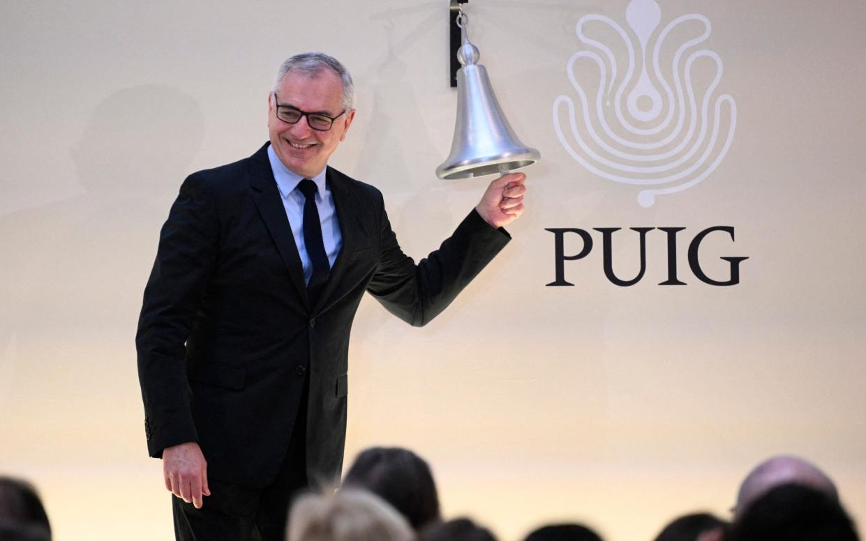 Marc Puig rings the bell on the Spanish Stock Exchange during the float of Puig in May