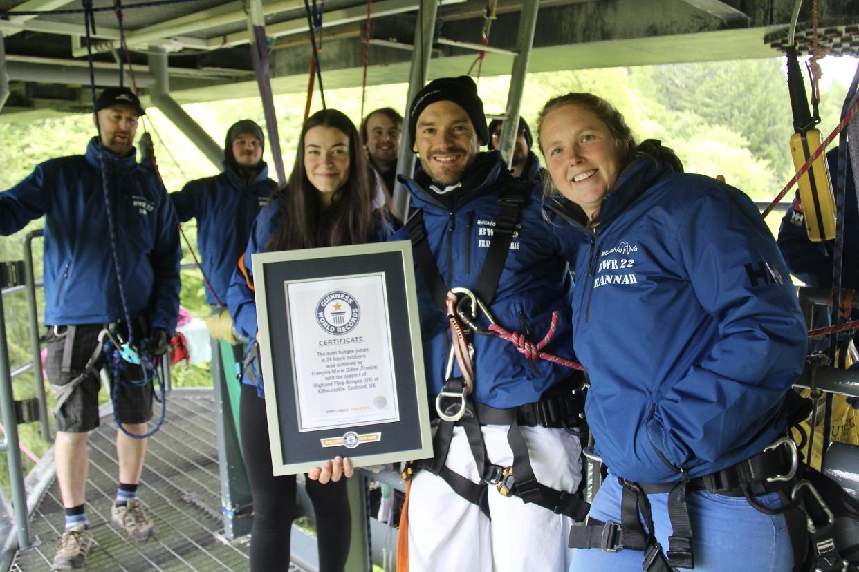 Mr Dibon with his Highland Fling crew after smashing the record (Heartland Media and PR/PA)