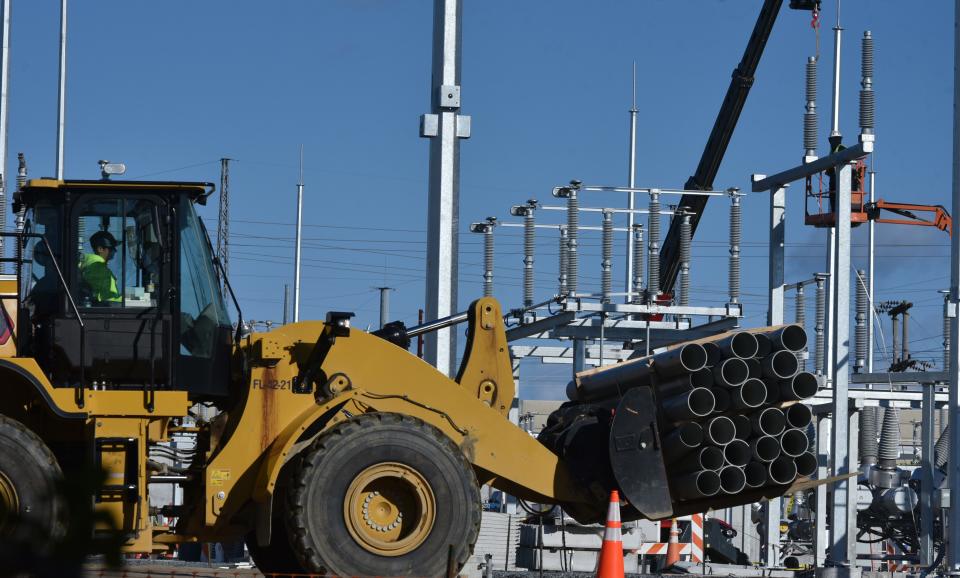 Work continues on the electrical substation under construction at Independence Park where the Vineyard Wind cable will connect to the electric grid.