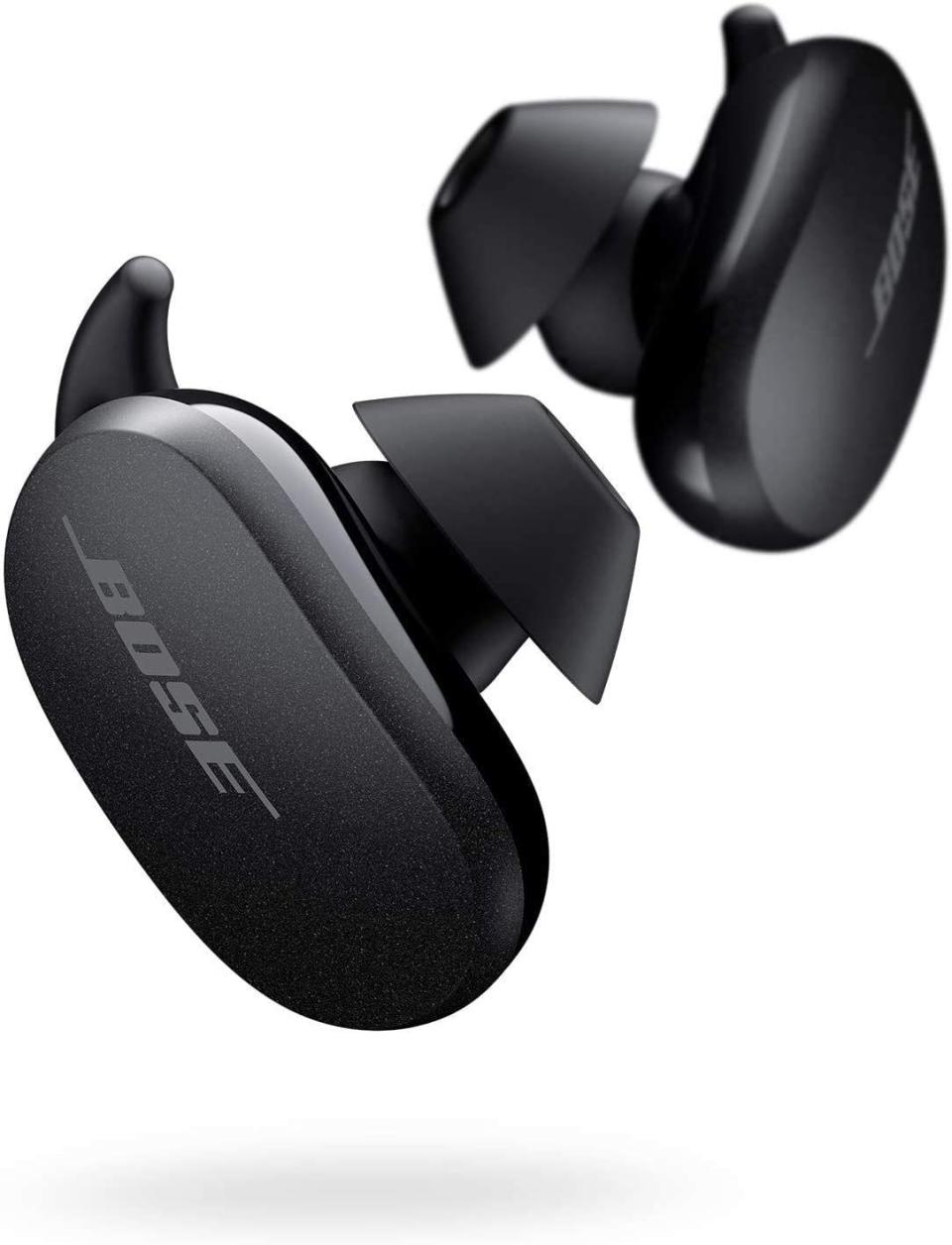 <p><a class="link " href="https://www.amazon.co.uk/Bose-QuietComfort-Cancelling-Earbuds-True-Earphones-Triple-Triple-Black/dp/B08C4KWM9T" rel="nofollow noopener" target="_blank" data-ylk="slk:SHOP;elm:context_link;itc:0;sec:content-canvas">SHOP</a></p><p>For our money, some of the best true wireless earphones on the market – and while they’re not exactly cheap, they’re well worth the investment. The QuietComforts are light but sturdy, sit securely in the ear during exercise (three hooked buds are included), and don’t require you to download a glitchy app like so many devices these days.</p><p>£249, <a href="https://www.amazon.co.uk/Bose-QuietComfort-Cancelling-Earbuds-True-Earphones-Triple-Triple-Black/dp/B08C4KWM9T" rel="nofollow noopener" target="_blank" data-ylk="slk:amazon.co.uk;elm:context_link;itc:0;sec:content-canvas" class="link ">amazon.co.uk</a></p>