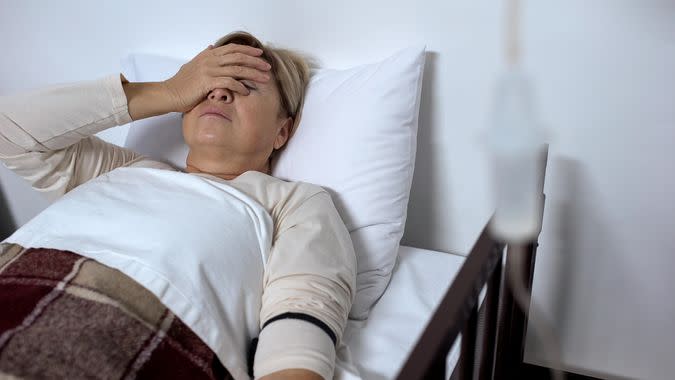 sick woman in hospital