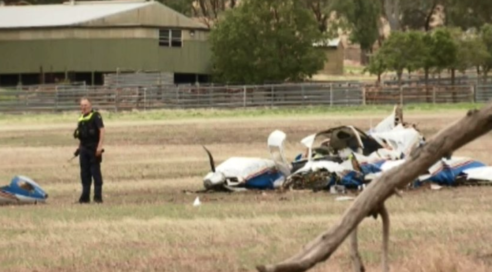 It is believed the two planes crash mid-air just 130km north of Melbourne. Source: Nine News