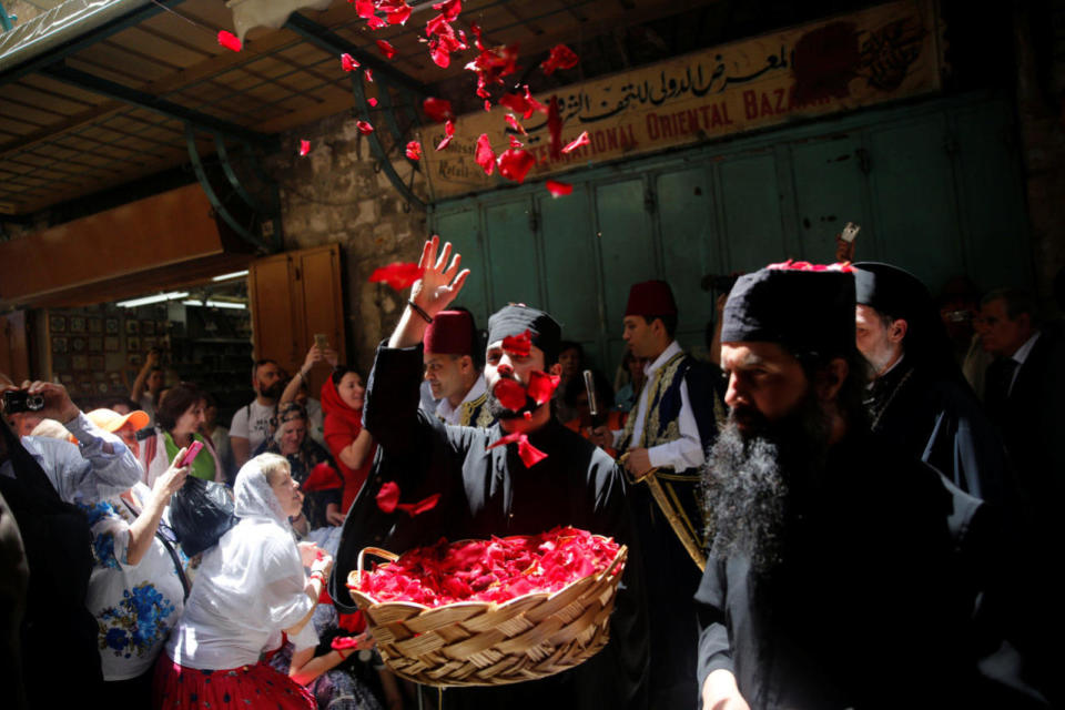 Tossing rose petals