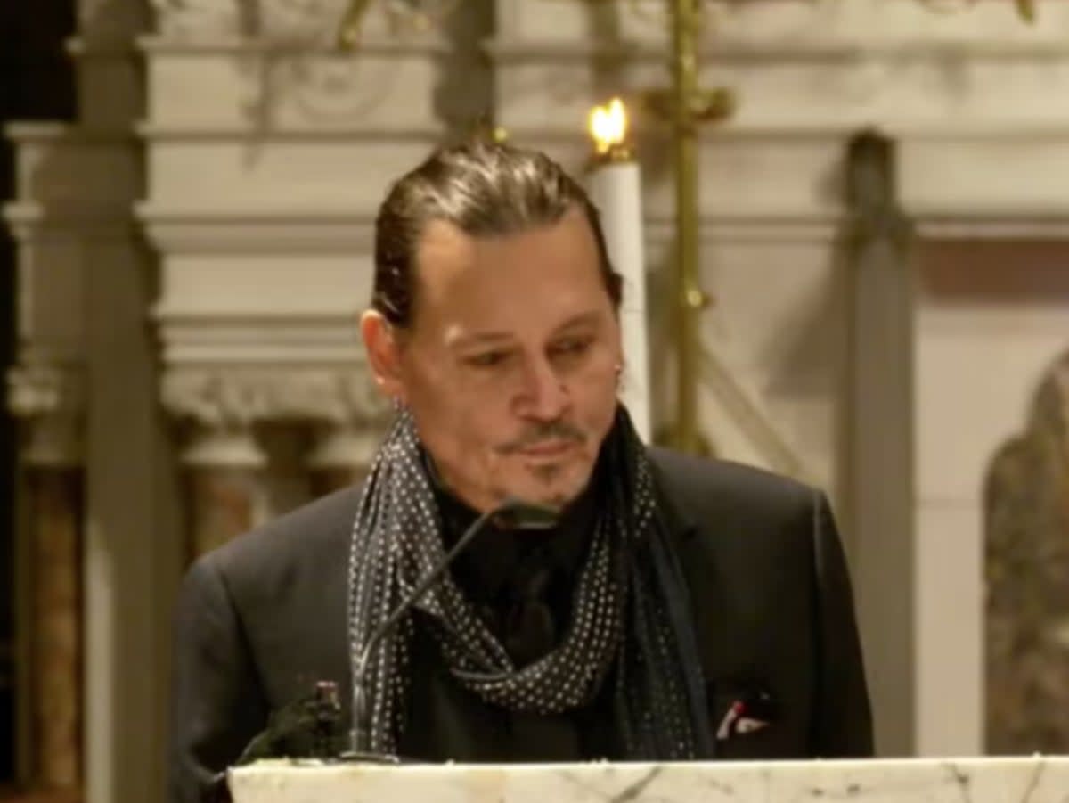 Johnny Depp gave a short reading at the service (Facebook)