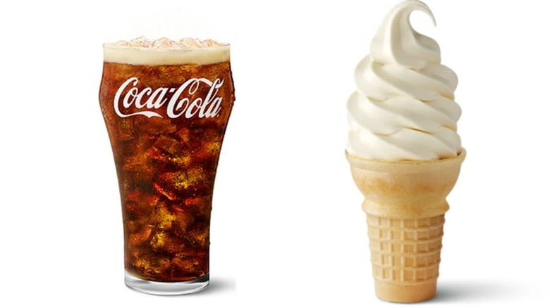 McDonald's Coca-Cola and vanilla ice cream cone