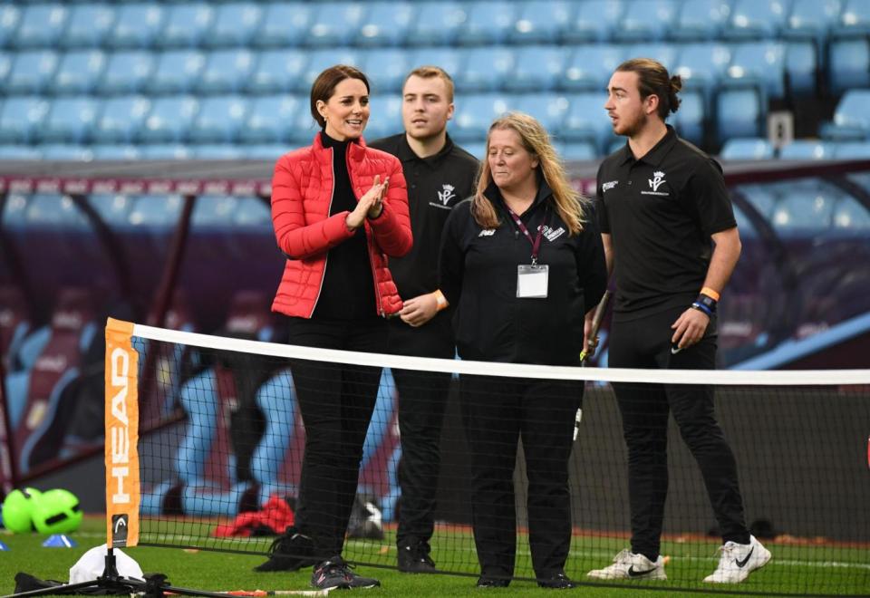 Coach Core: The Duchess attended the event at Aston Villa stadium in Birmingham (EPA)